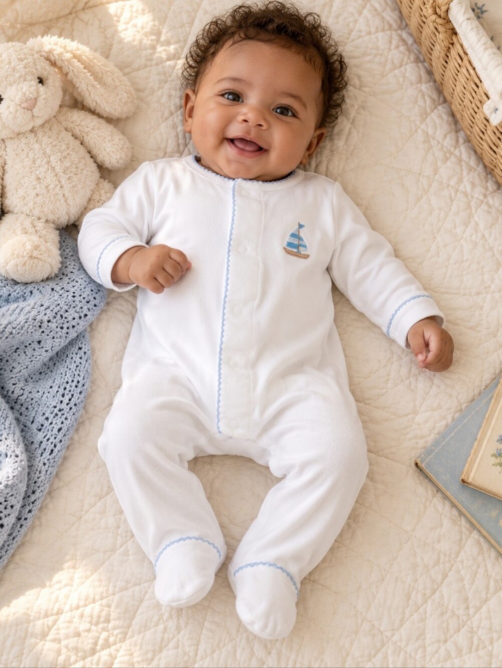 Magnolia Baby Sailboat Pima Cotton Footed Sleeper 3M